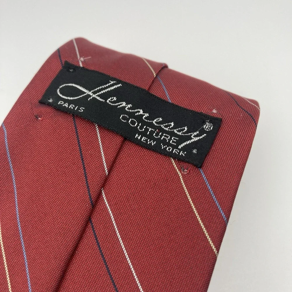 Hennessy Couture Paris New York‎ Necktie Red  Stripe Preppy Polyester Silk